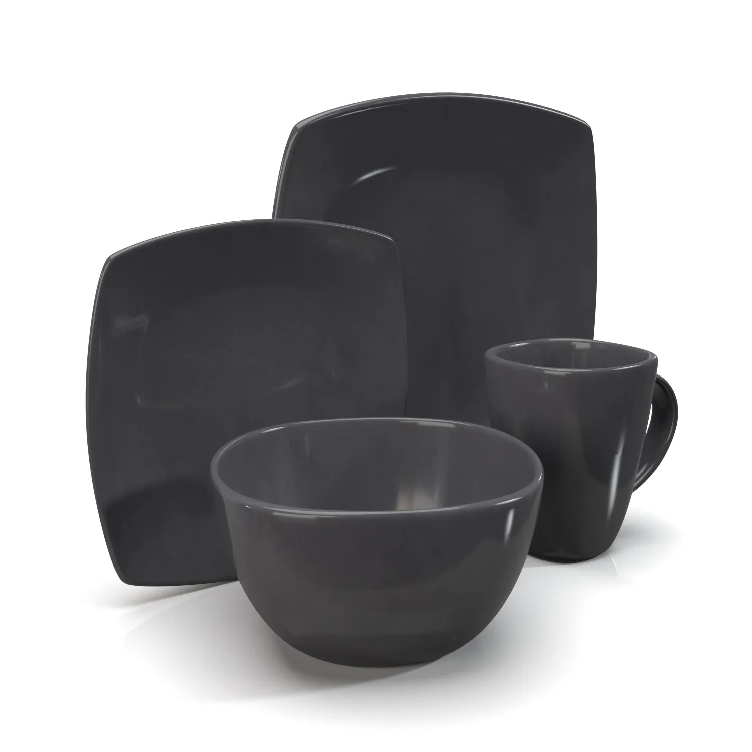 Gibson Soho Lounge Square Reactive Glaze Dinnerware Set PBR 3D Model_06